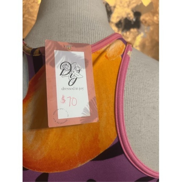 NWT Dressed in Joy Bright Print Bamboo Blend SUPER soft Flattering Ruched Side T - Picture 8 of 11